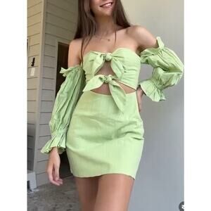 Sabo Green Double Knot Cut Out Mini Dress Size 10